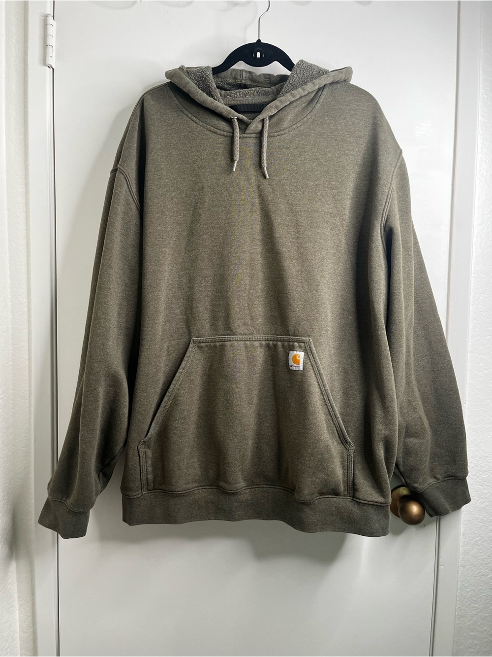 Carhartt Hoodie Men’s 2XL Olive Loose Fit Workwear Pullover K288 Cotton Blend